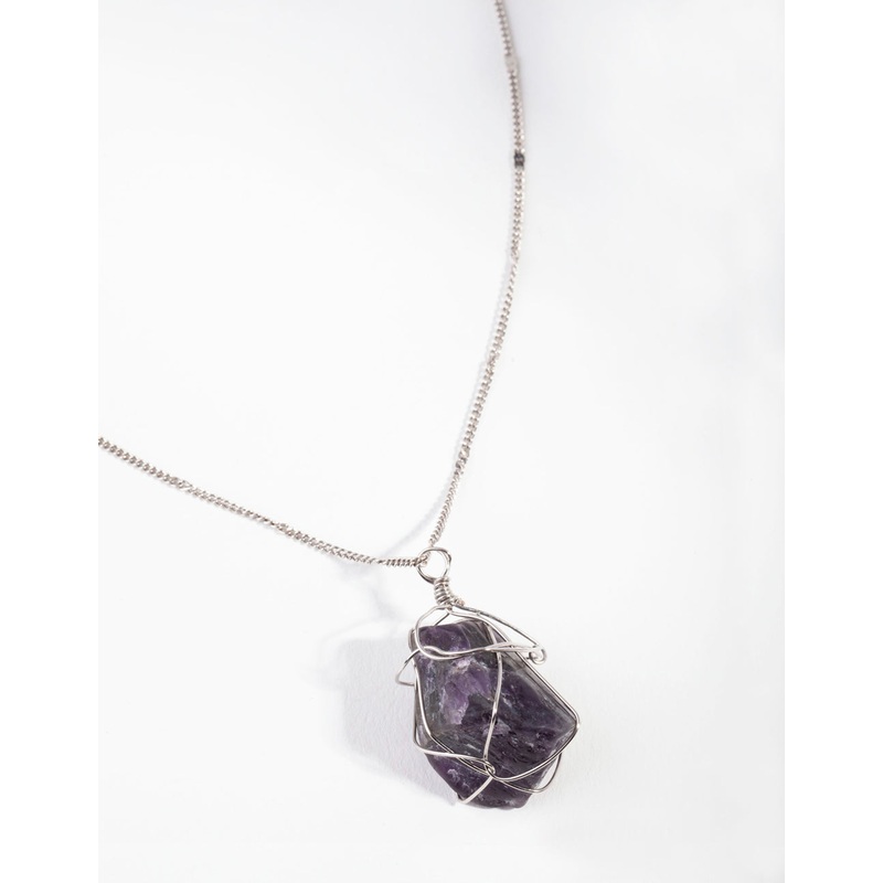 Silver Wire Wrapped Amethyst Necklace