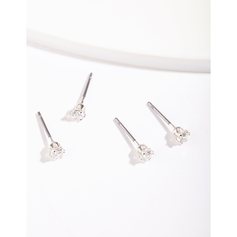 Silver Cubic Zirconia Micro Earring Pack