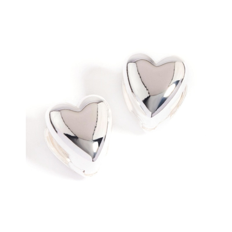 Silver Plated Heart Huggie Earrings