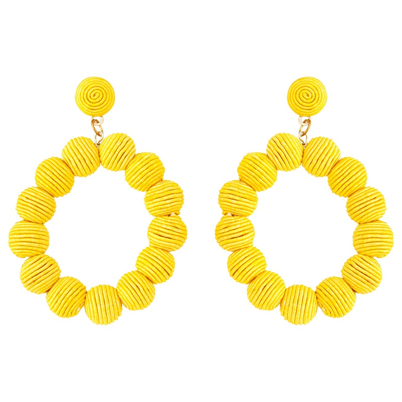 Yellow Cord Wrap Hoop Earrings