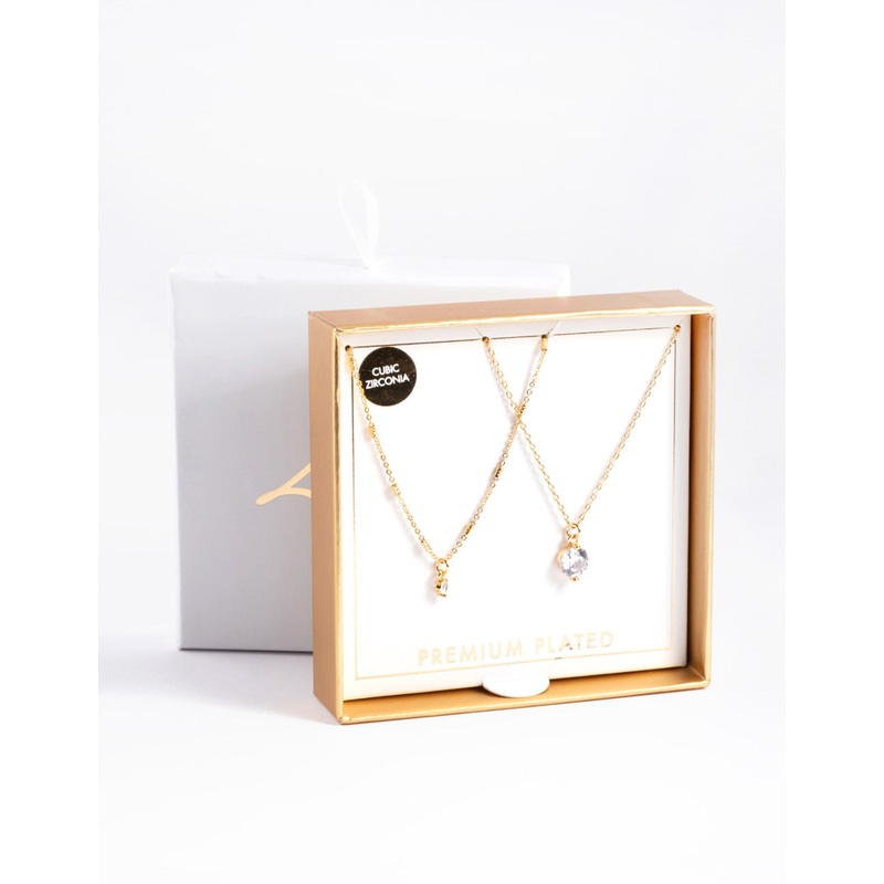 Gold Plated Delicate Cubic Zirconia Necklace Pack