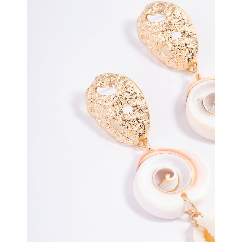 Gold Shell Drop Earrings