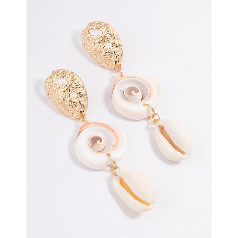 Gold Shell Drop Earrings