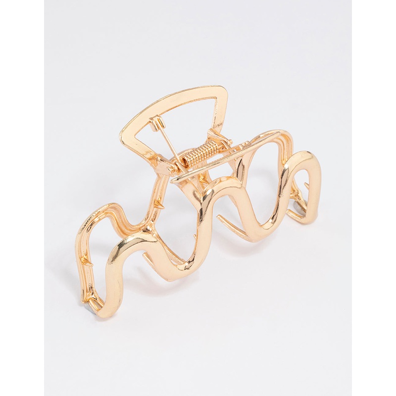 Gold Small Metal Wavy Claw Clip