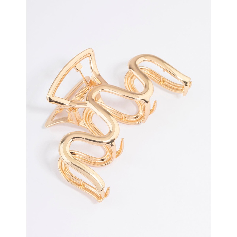 Gold Small Metal Wavy Claw Clip