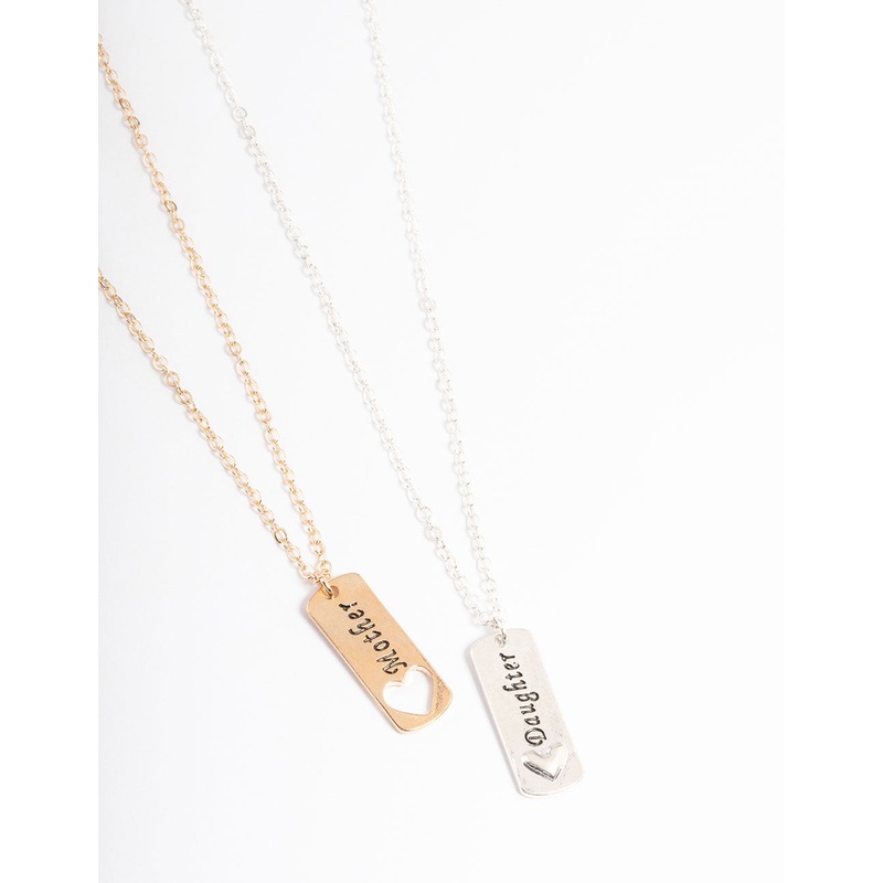 Mixed Metal Heart Tag Necklace Pack