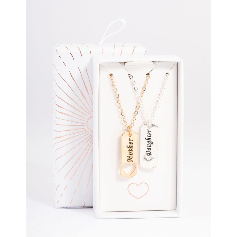 Mixed Metal Heart Tag Necklace Pack