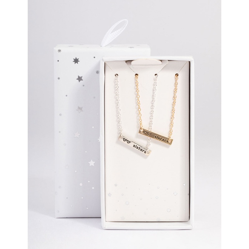 Mixed Metal Sister Bar Necklace Pack