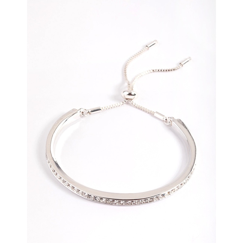 Silver Diamante Bangle with Toggle Bracelet