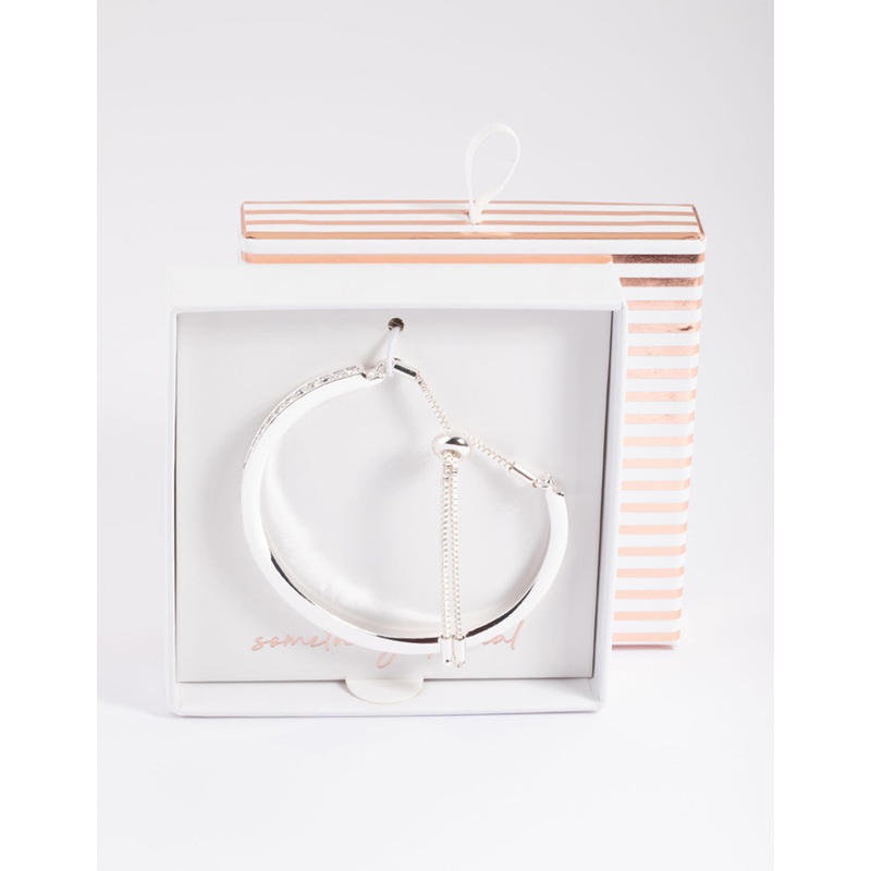 Silver Diamante Bangle with Toggle Bracelet