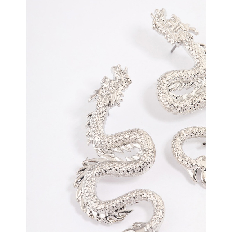 Silver Dragon Stud Earrings