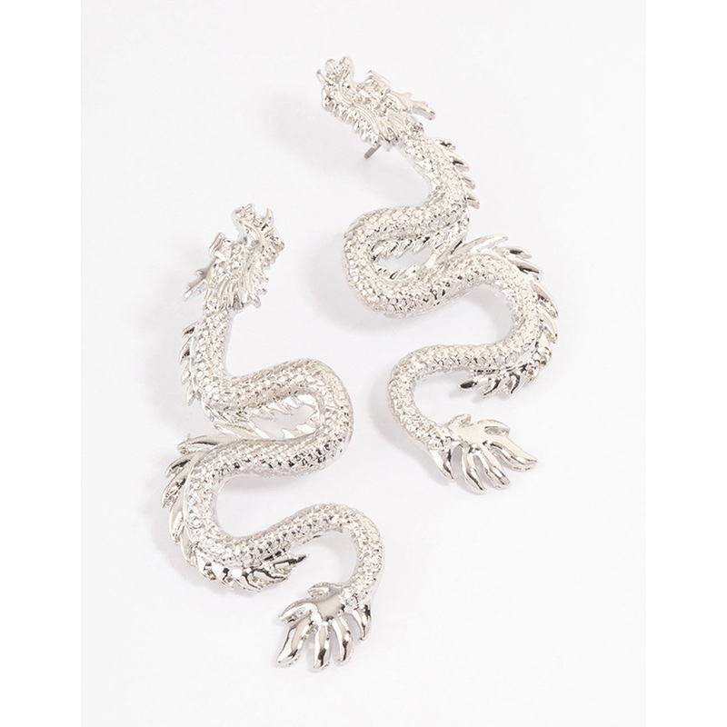 Silver Dragon Stud Earrings