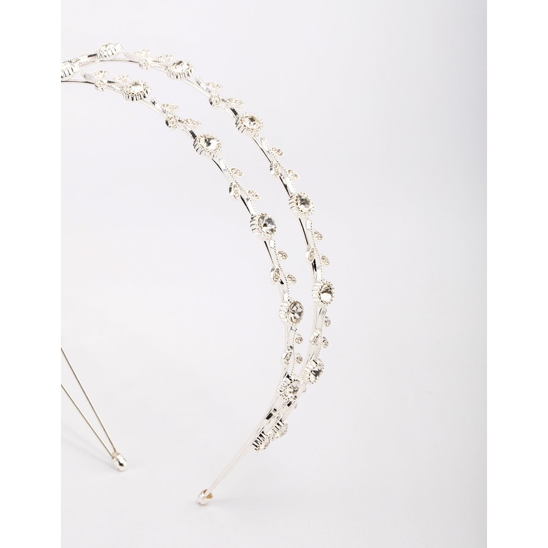 Silver Floral Diamante Headband
