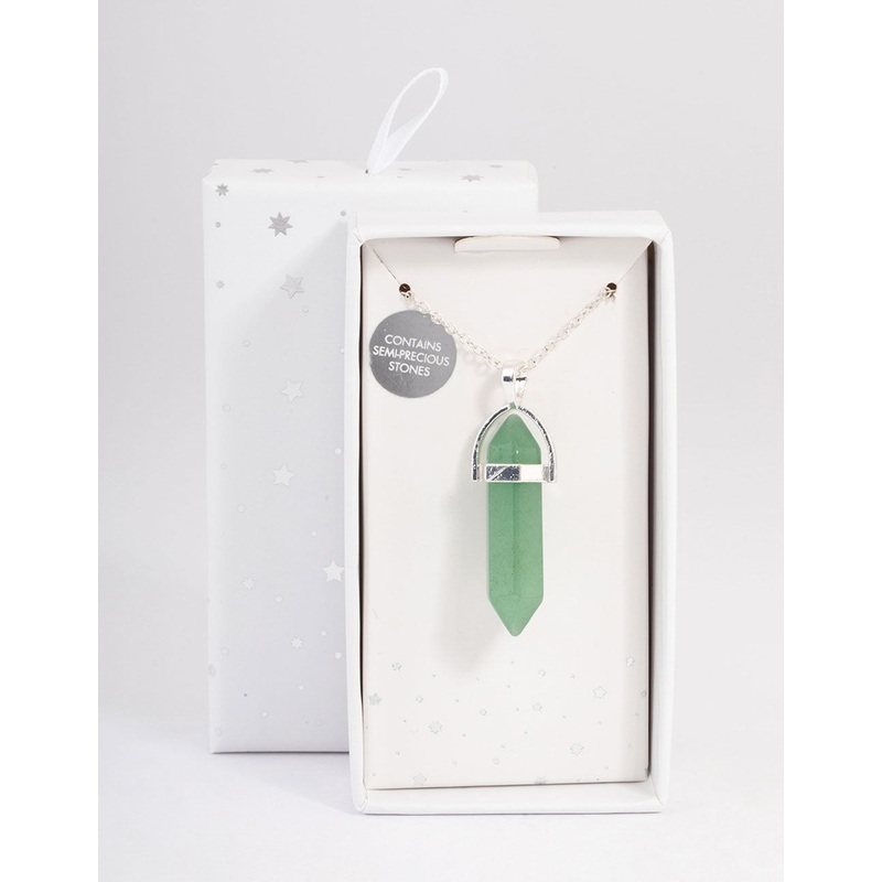 Silver Green Aventurine Cage Shard Necklace