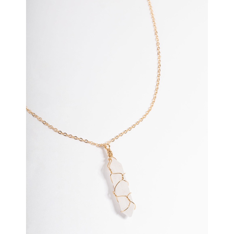 Gold Clear Quartz Wire Shard Necklace