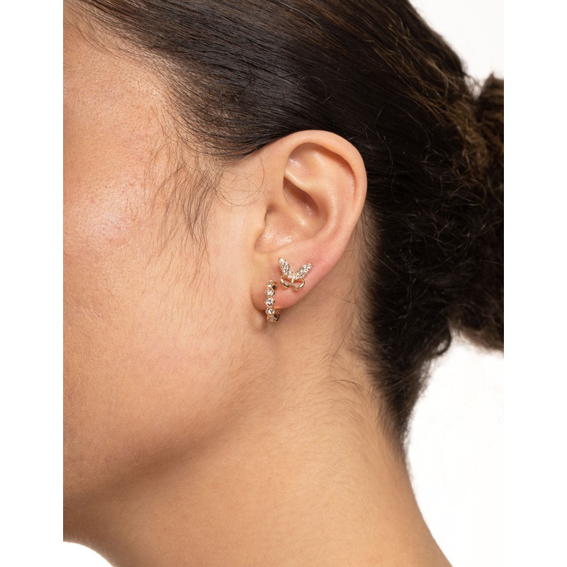 Gold Diamante Butterfly Mixed Earring Pack