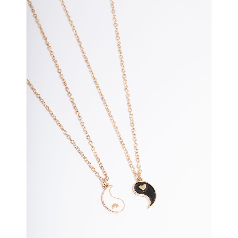 Gold Heart Yin & Yang Necklace Pack