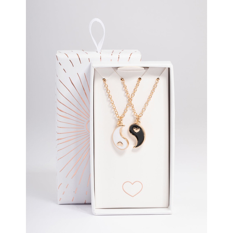 Gold Heart Yin & Yang Necklace Pack