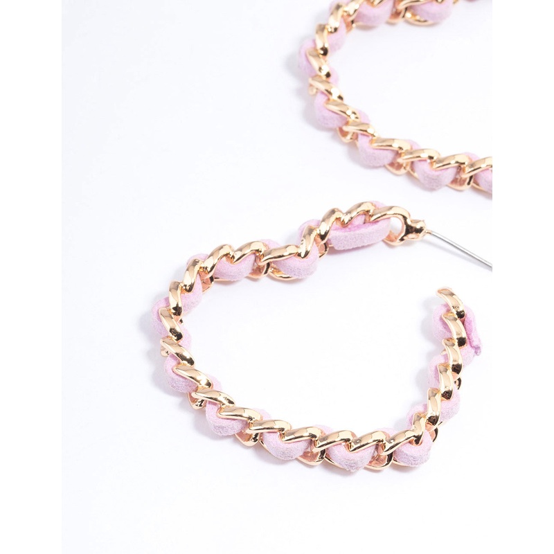 Gold & Pearl Suede Heart Hoop Earrings