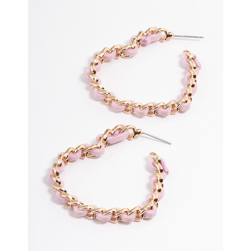 Gold & Pearl Suede Heart Hoop Earrings