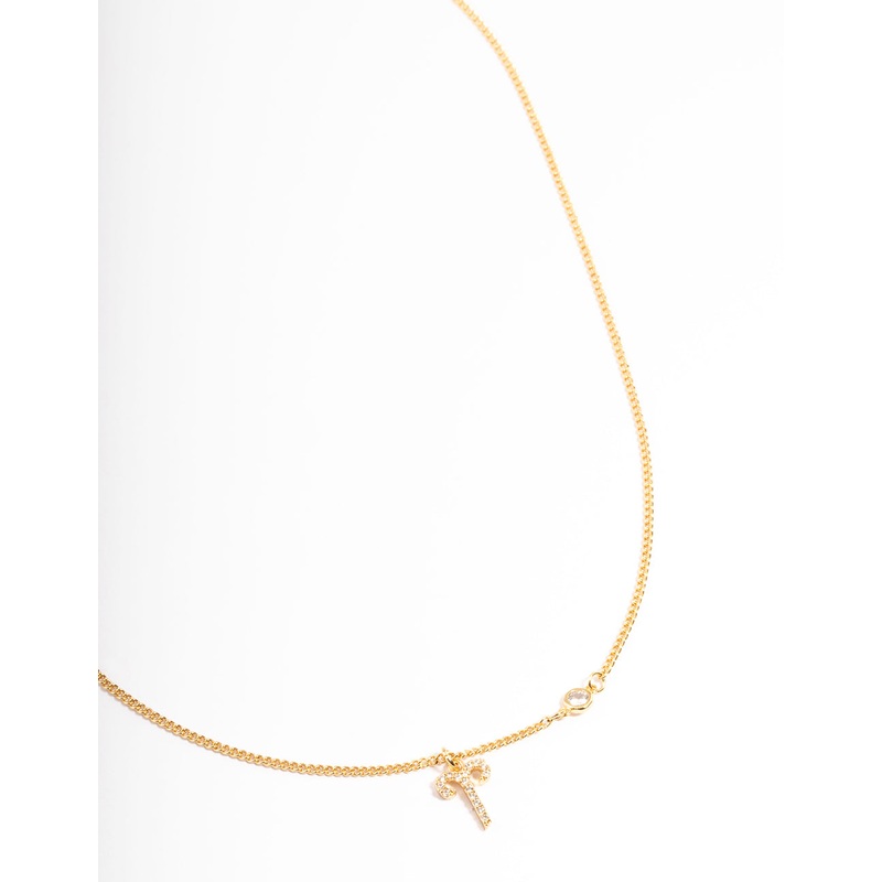 Gold Plated Aries Necklace with Cubic Zirconia Pendant