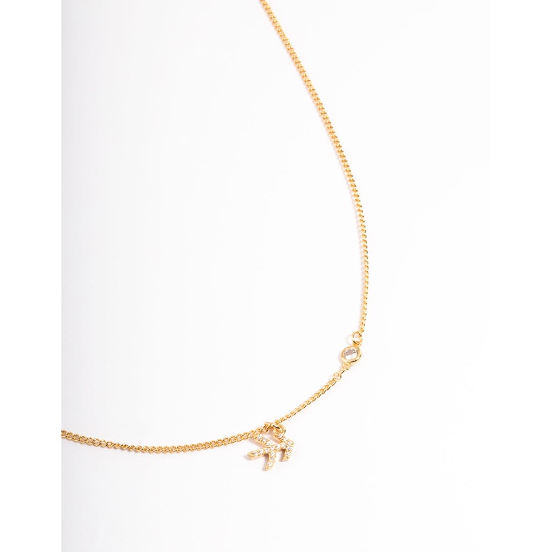 Gold Plated Sagittarius Necklace With Cubic Zirconia Pendant