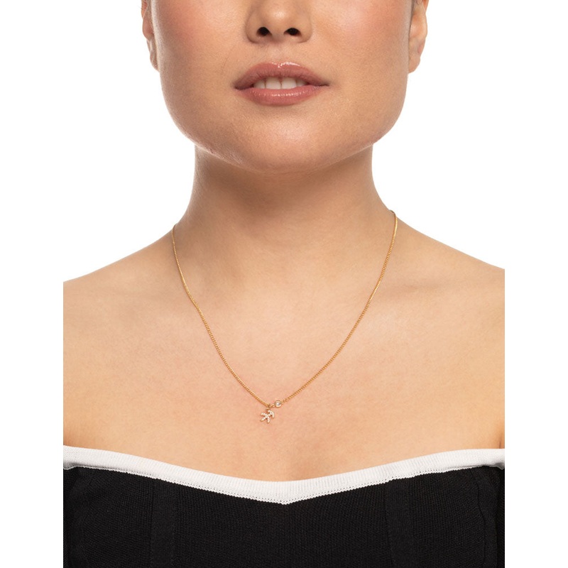 Gold Plated Sagittarius Necklace With Cubic Zirconia Pendant