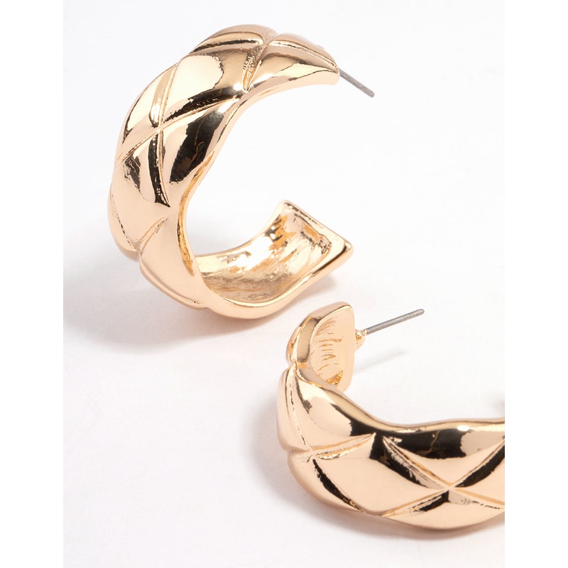 Gold Quilted Hoop Earrings