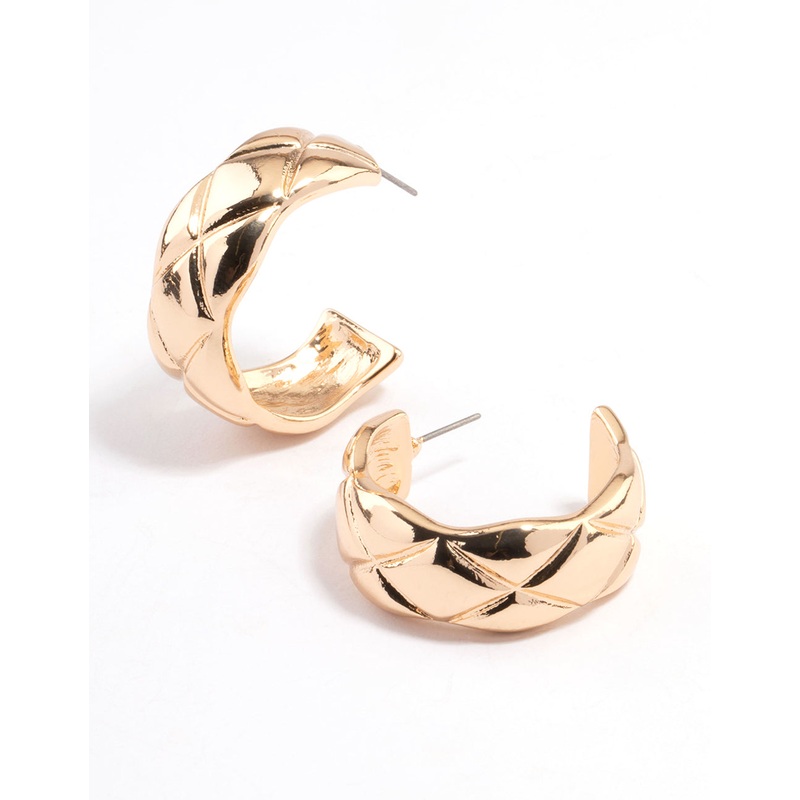 Gold Quilted Hoop Earrings