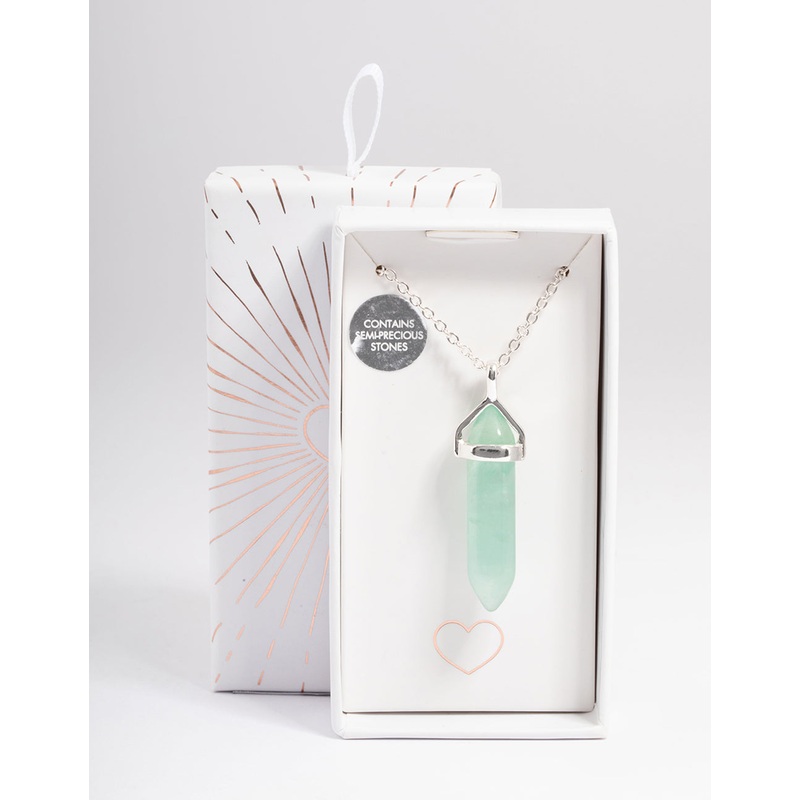 Silver Green Fluorite Shard Necklace