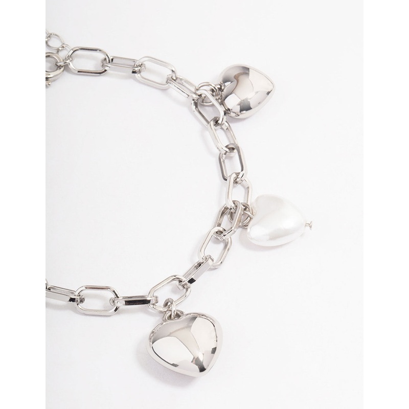 Silver Puffy Heart Bracelet