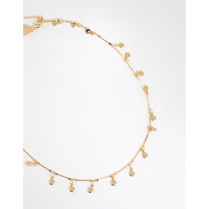Gold Plated Disc Drop Necklace