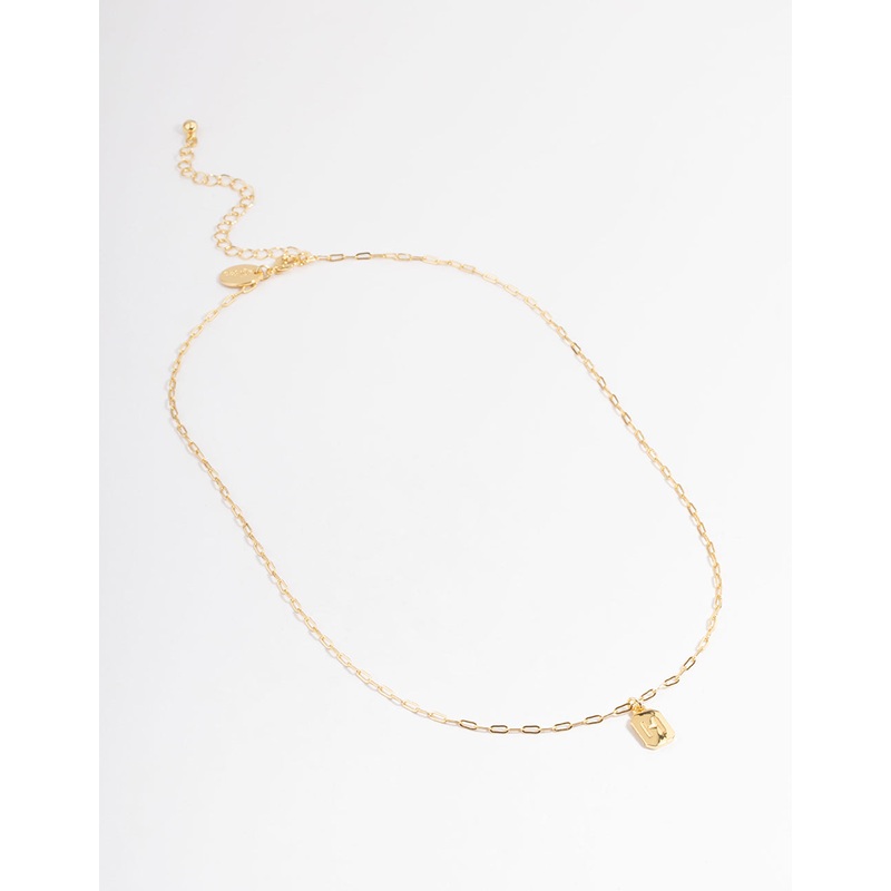 Gold Plated Letter H Rectangle Pendant Necklace