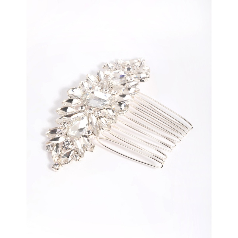 Silver Diamante Statement Comb