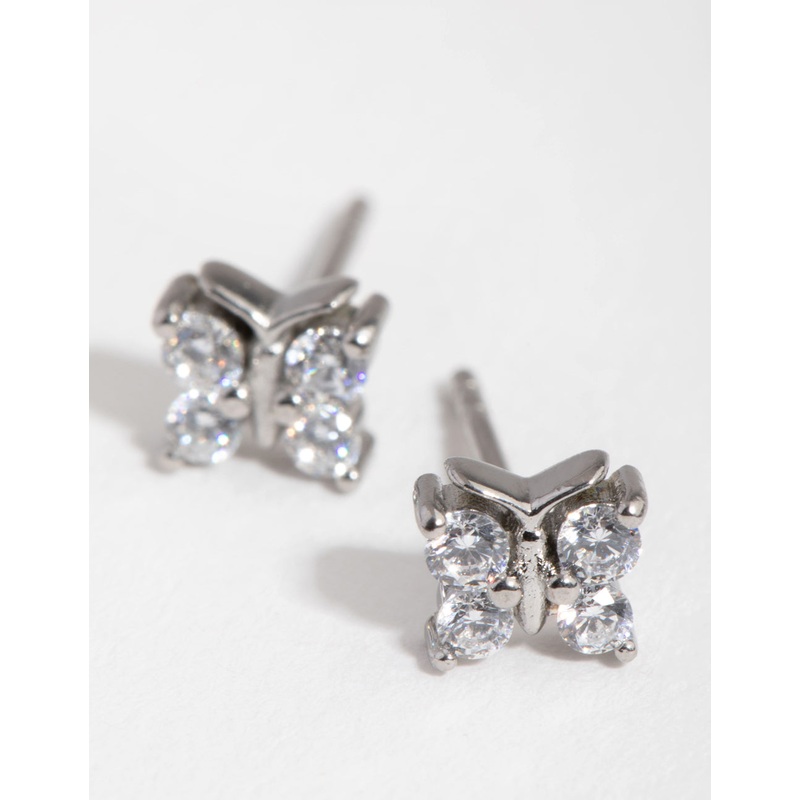 Surgical Steel Cubic Zirconia Butterfly Stud Earrings
