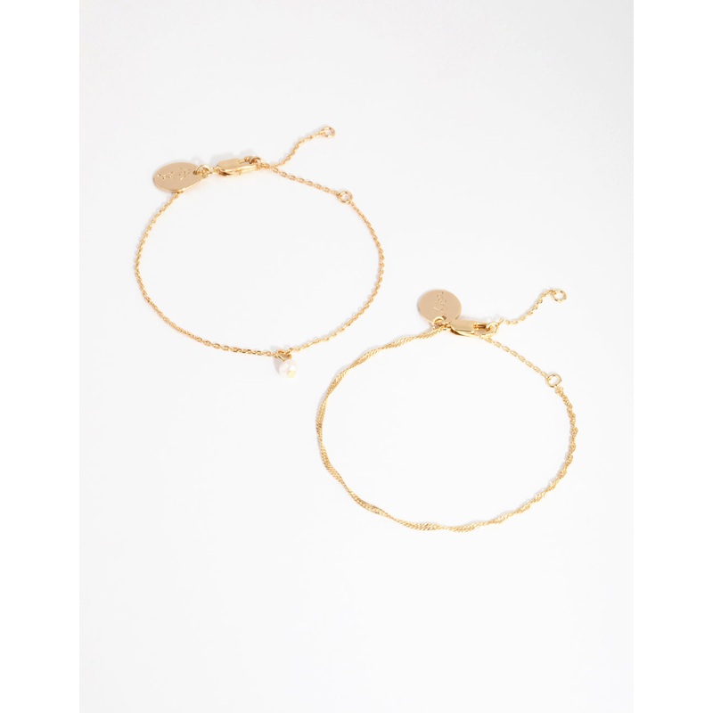 18ct Gold Plated June Pearl Bracelet Set