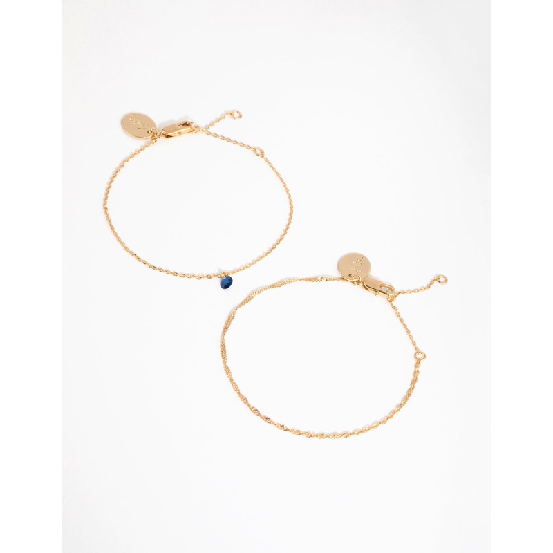 18ct Gold Plated September Sapphire Cubic Zirconia Bracelet Set