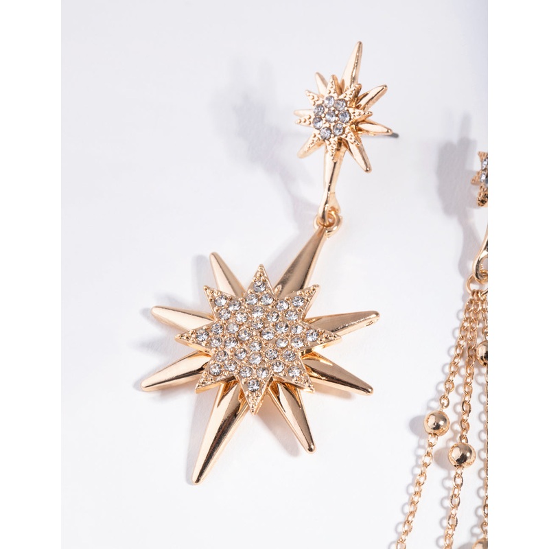 Gold Mismatch Celestial Earrings