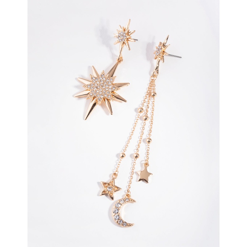 Gold Mismatch Celestial Earrings