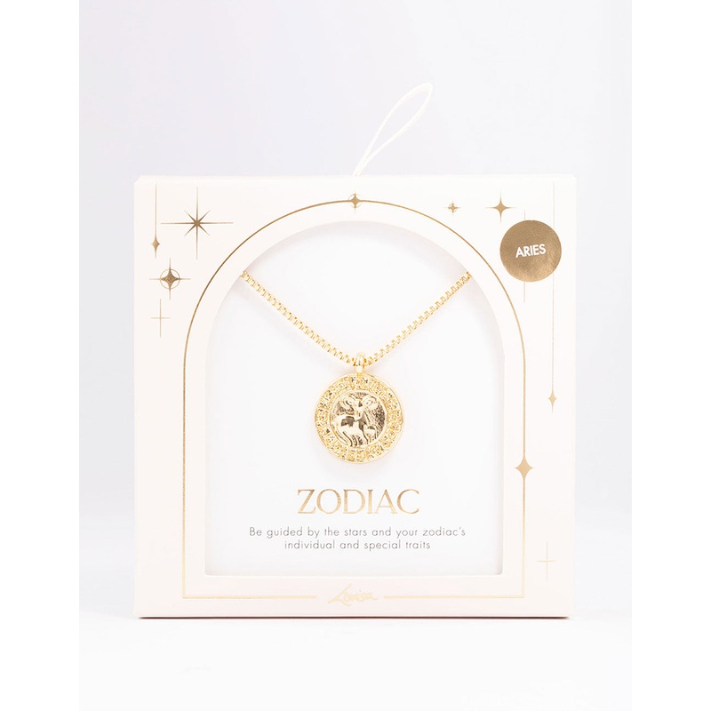 Gold Plated Aries Star Sign Pendant Necklace