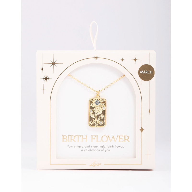 Gold Plated March Birth Month Flower Pendant Necklace