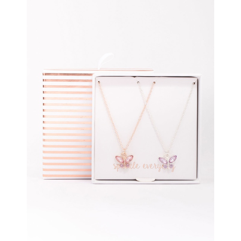 Mixed Metal Mini Butterfly Necklace Pack