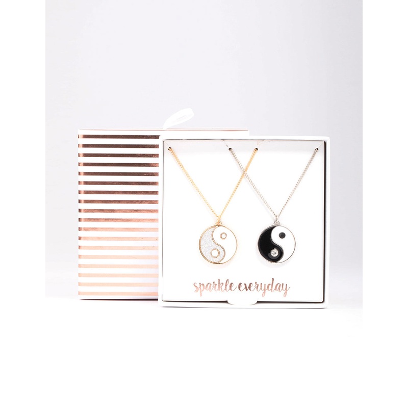Mixed Metal Round Yin & Yang Necklace Pack