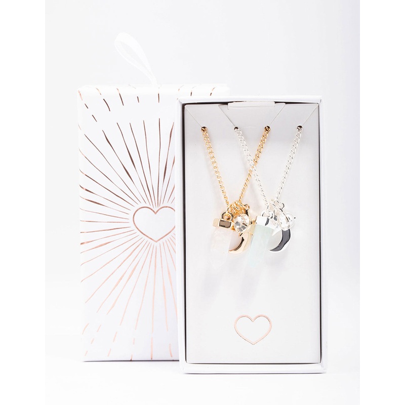 Mixed Metal Semi-Precious Charm Shard Necklace Pack