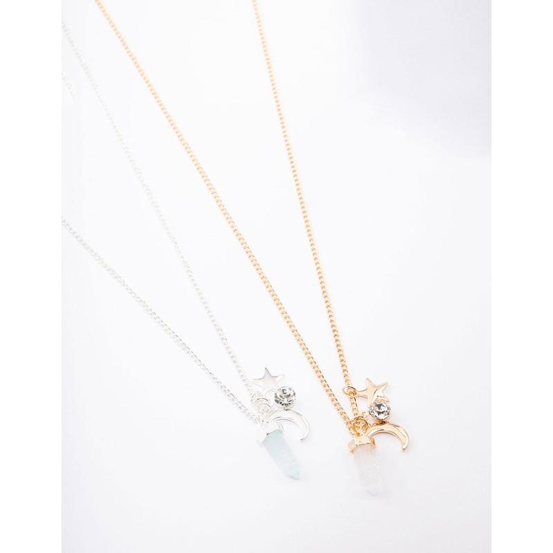 Mixed Metal Semi-Precious Charm Shard Necklace Pack