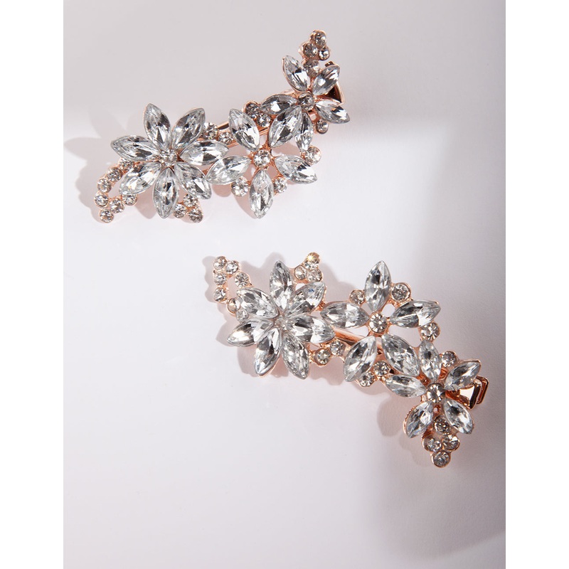 Rose Gold Floral Clip Duo Pack