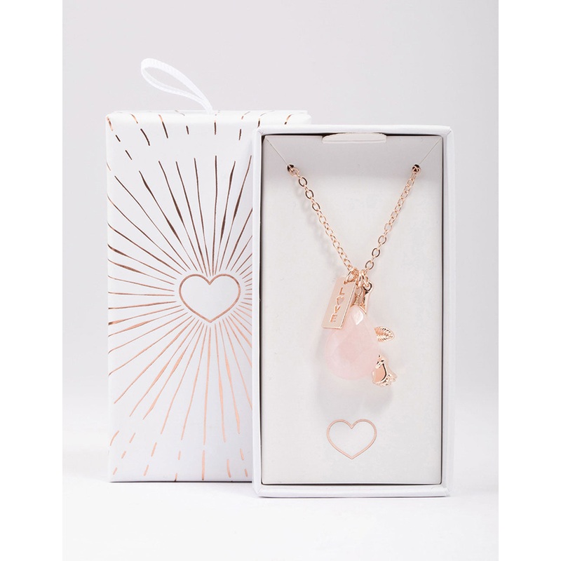 Rose Gold Semi-Precious Rose Quartz Love Necklace