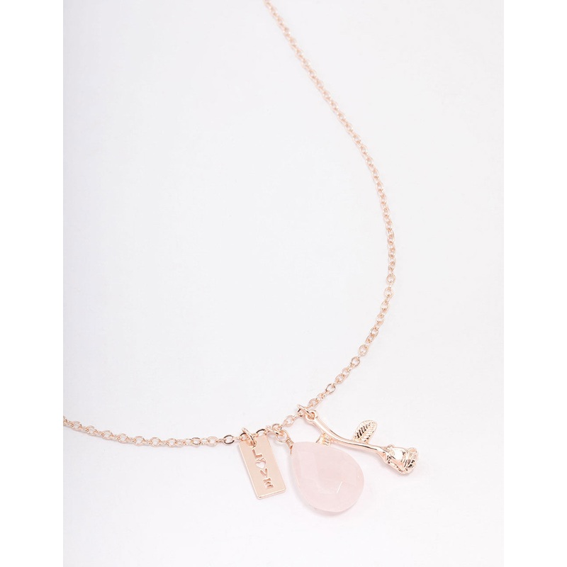 Rose Gold Semi-Precious Rose Quartz Love Necklace