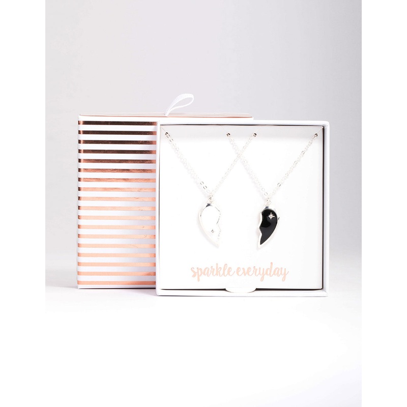 Silver Yin & Yang Heart Necklace Pack