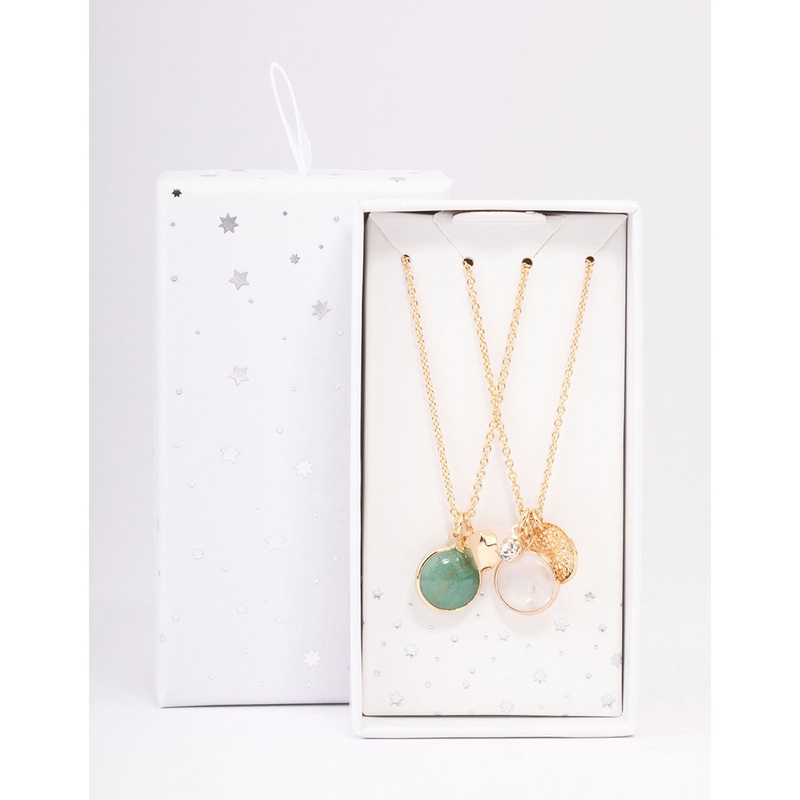 Gold Mixed Semi-Precious Jingle Necklace Pack